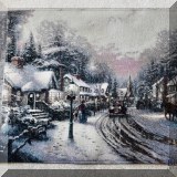 DR05. Double-sided Thomas Kinkaide tapestry wall hanging. Approx. 16”h x 36”w
